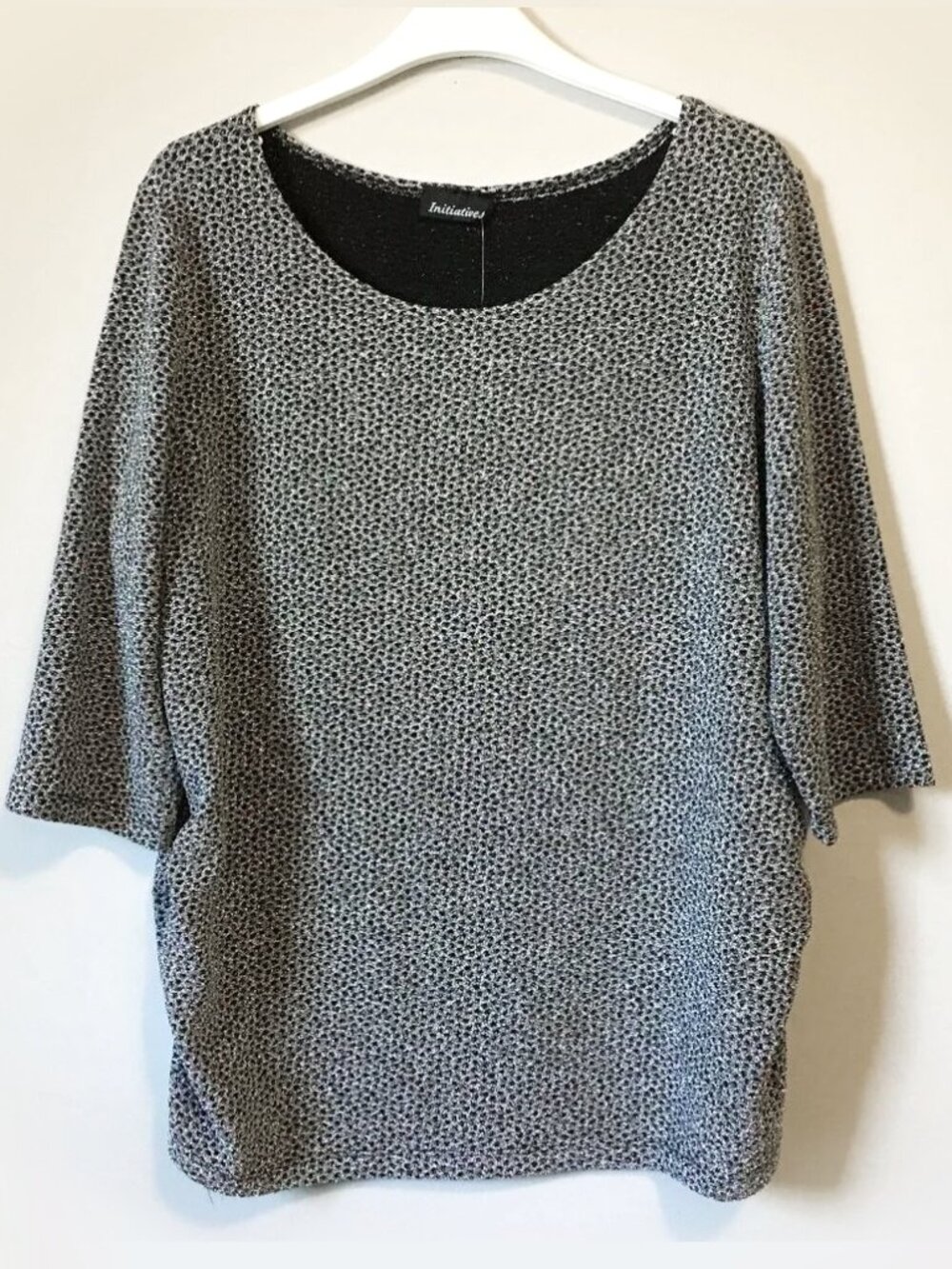 NWT Initiative Sparkly Ruched Half Sleeve Top - L Canadian Razzle Dazzle